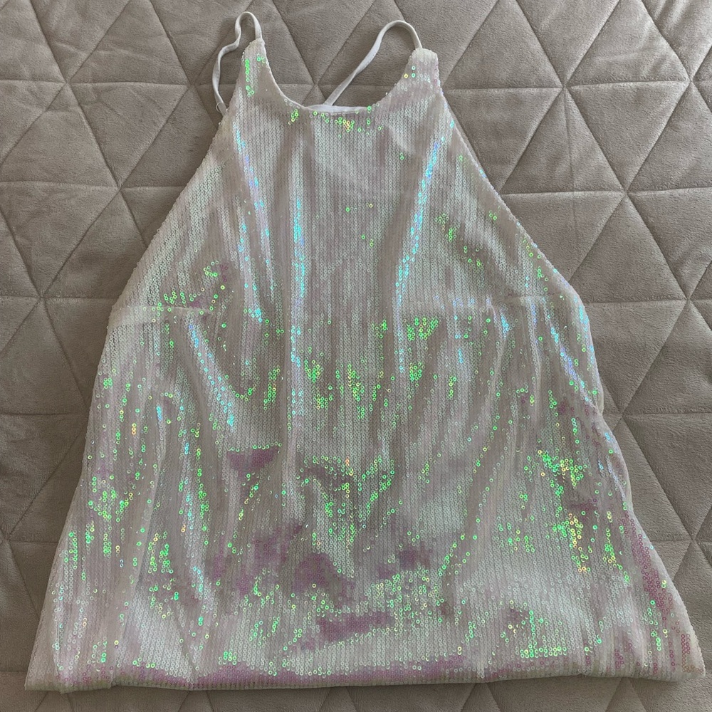 White glitter top
